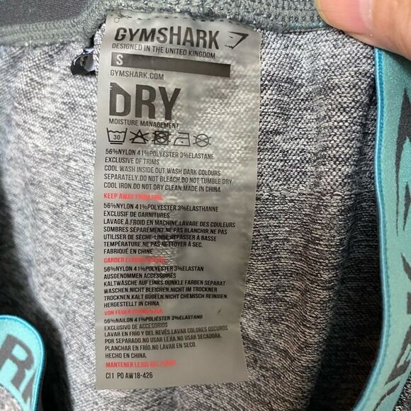 Gymshark Flex Charcoal Gray Teal Seamless Low Rise Leggings Size Small - Picture 5 of 5